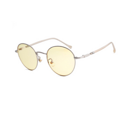 Fashion Retro Round Metal Blue Light Blocking Glasses